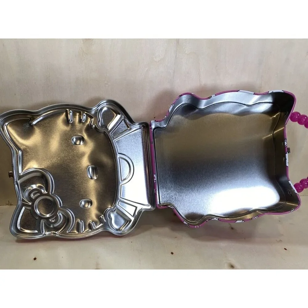 SANRIO Hello Kitty Purse Pink Teal Tin Carry Case Storage Box Anime‎ NEW